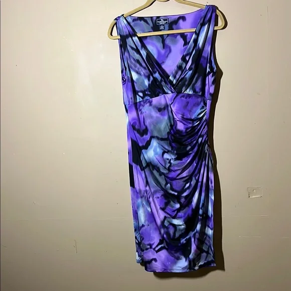 knee length dresses for ladies Ava Linen Blend Midi Dress-Blue Tropical Safari Placement
